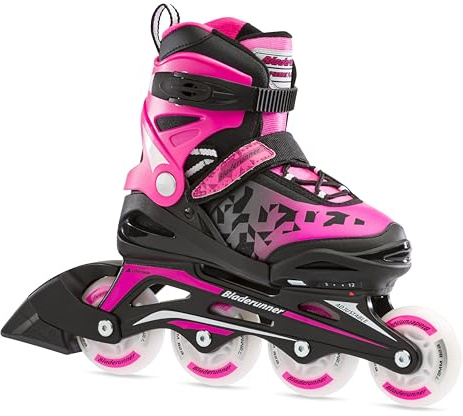 Bladerunner by Rollerblade Phoenix Flash Kid's Adjustable Fitness Inline Skate, Black/Pink