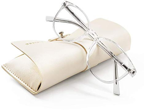 FONHCOO Blue Light Blocking Glasses Women Men Computer Eyeglasses,TR90 Fashion Round Transparent Anti Blue Light Glasses with Anti Eyestrain & UV Glare for Gaming & Reading