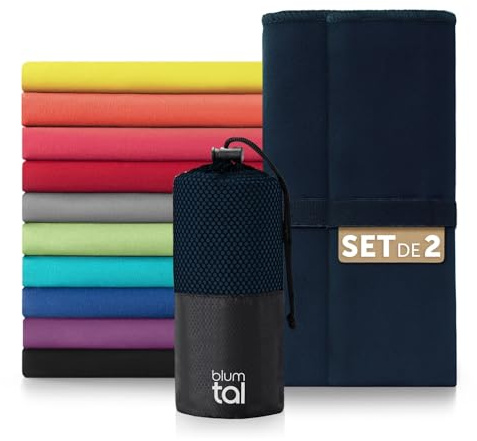 Blumtal - Asciugamano in microfibra – Set di 2 – Asciugamano sportivo – Telo da spiaggia – Asciugamano ad asciugatura rapida, compatto, ultraleggero e super assorbente – Dark Ocean Blue – blu – 80 x