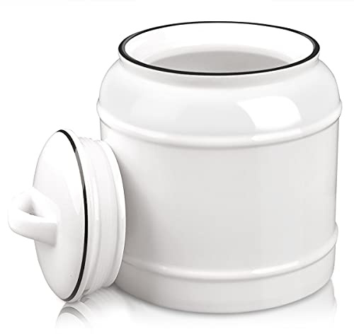 COCOYA 9cup/72oz Ceramic Jar for Dry Food Storage Containers, Airtight Cookie Jar with Lids, Porcelain Ceramic Canister for Kitchen Countertop Pantry Farmhouse Store Flour Sugar Bean Candy (White)