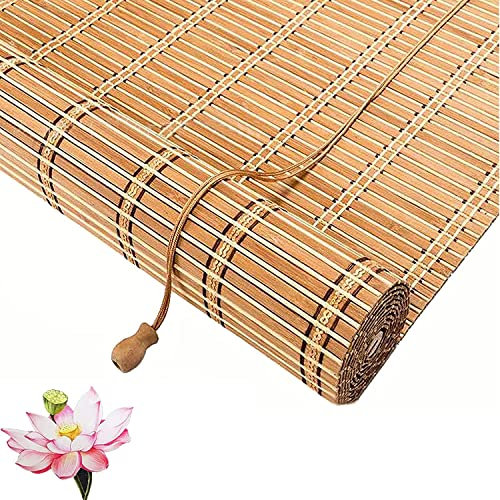 Bambus-Rollo Rollläden,Lichtdurchlässig Sichtschutz Bambusrollo,Fenster Rollo Ohne Bohren,Bambus Raffrollo Holzrollo, Garten-Sonnenschutz Jalousien,Decken- oder Wandmontage (W90xH240cm/36x95in)