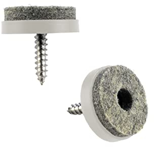 casaly - 48x Filzgleiter mit Schrauben - weiß - Ø 22 mm - Stuhlgleiter, schraubbar, Bodenschutz, Möbelgleiter, rund, Edelstahl