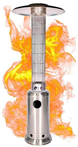 Riscaldatore da esterno per patio, riscaldatore a gas per ombrellone da 13 kW, lampada riscaldante da giardino regolabile, stufa riscaldante per casa commerciale, argento, gas liquefatto little