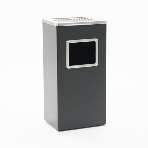 Generico Portacenere e gettacarte rettangolare 16L da esterno/da interno32x24x60 cm colore NERO - da pavimento, bidone con maniglia per lo svuotamento