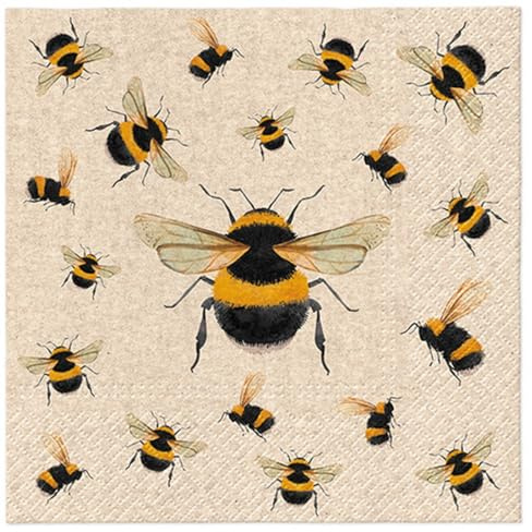 20 Servietten Tiermotive nachhaltig aus Recycling-Papier Bienen über Bienen als Tischdeko. Papierservietten mit Motiv. Auch für Decoupage und Serviettentechnik 33x33cm