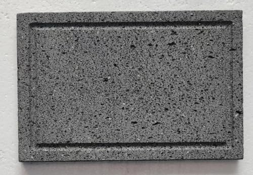 Kamelar.Lava Lavastein Kochschindeln Flach Offene Rillen 20.3 cmx 30.5 cm Lava Kochstein Pizza Fleisch Meeresfrüchte und Gemüse Outdoor Steak Grill Camping Grillnetz Grillpfanne Korean Grill