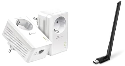 TP-Link Powerline Adapter Set TL-PA7017P KIT(1000Mbit/s & Archer T2U Plus AC600 High Gain Dualband USB WLAN-Adapter mit 5dBi Antenne (bis zu 433 Mbit/s auf 5GHz und 200 Mbit/s auf 2