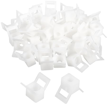 sourcing map 50 Stück Kabelbinder-Basis-Satteltyp-Halterung Draht-Halter, 13,4x10x10,5 mm Draht-Clips-Organizer-Halterungen Klemmen für elektronische Drähte, weiß 0,22 Durchmesser