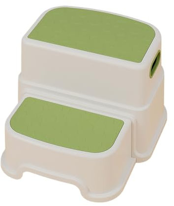 dijiusidy Kunststoff Tritthocker für Kleinkinder, rutschfest und langlebig, Kleiner zweistufiger Tritthocker für Kinder, PP, kleine Tritthocker, multifunktional, Hellgrün