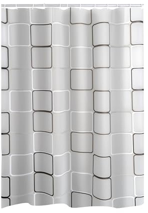 RIDDER Duschvorhang Folie Modern Retro incl. Ringe Semitransparent 180x200 cm
