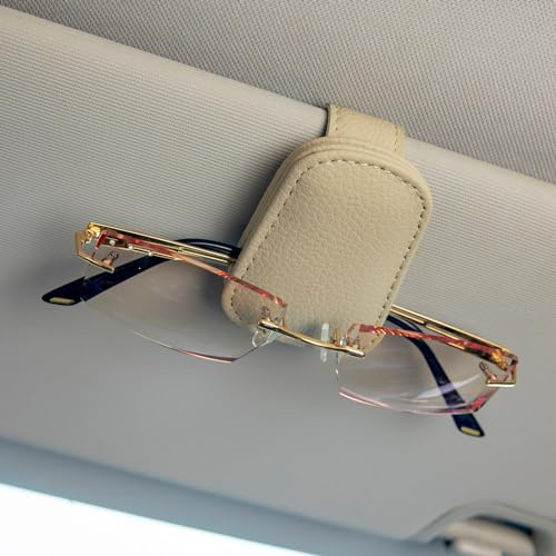 Sewokon 2 Stück Brillenhalt Auto, Sonnenbrillenhalter Auto, Auto Brillenhalter, Brillenhalterung Auto, Brillenhalter Auto, Auto Sonnenbrillenhalter, Auto Brillenhalterung, Brillenclip(Beige)