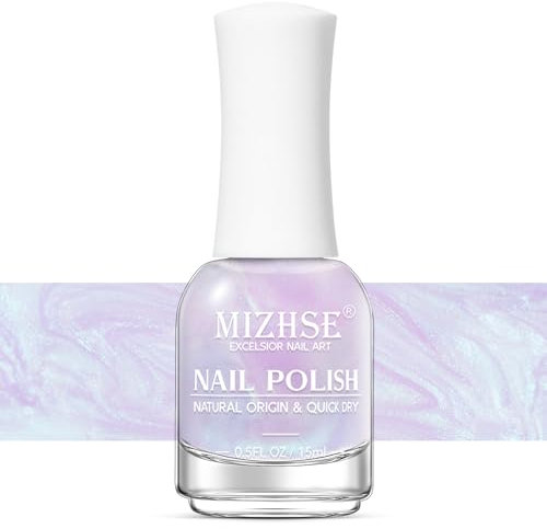 MIZHSE Aurora Nagellack Shimmer Pearl Shell Nagellack Purple Schnelltrocknend Oil Based Nail Polish Ohne UV Lampe Nail Polish Nageldesign DIY zu Hause Salon 15ML 1PC