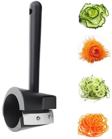Carrot Curler and Peeler, Spiral Shred Crinkle Cutter for Root Vegetables, Garnishing Tool for Carrots, Cucumbers, Radishes, Sweet Potatoes, Black (1)