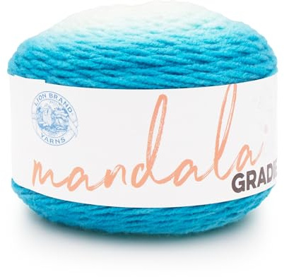 Lion Brand Yarn Mandala Gradient, hilo multicolor para tejer, ganchillo y manualidades, aguamarina, 1 paquete