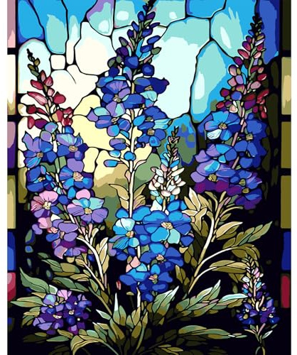 JATOK Malen Nach Zahlen Erwachsene, Paint by Numbers Malen Nach Zahlen, DIY Blume mit Pinseln und Acrylfarben Handgemalt Ölgemälde Leinwand für Home Decor, Ohne Rahmen (40x50cm)