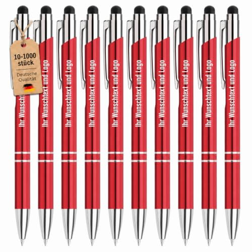 Gravurmaster Kugelschreiber Personalisierbar mit Gravur Wunschtext, 10–1000 STK 2-in-1 Ergonomisch Kugelschreiber mit Touchpen, Geschenk für Schule, Business, Büro & Vertragsunterzeichnung, 20 STK