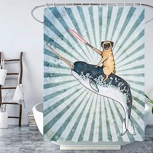 Duschvorhang Abstrakter Tierhund Duschvorhang Stoff Polyester Shower Curtains Anti Schimmel Badevorhang Waschbar Duschvorhang Wasserdicht Duschvorhänge mit 12 Duschvorhangringen 120x180cm