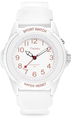 Facasu Analog Armbanduhr Jungen Mädchen,50M wasserdichte leuchtendes Zifferblatt Sport Silikonarmband Quarzuhr Teenager Studenten,Jugend-Studenten Kinderuhr Jungen Mädchen über 12 Jahre