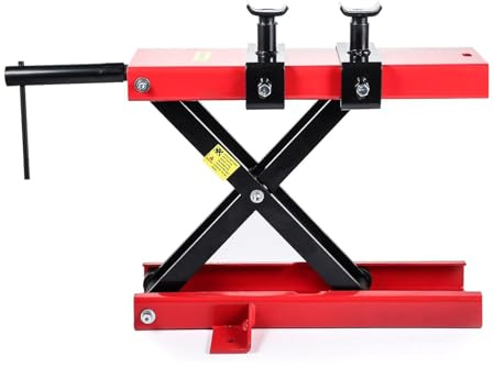 M.J COMFY-LIFE Motorbike Jack 500kg (1100lbs) Heavy Duty Adjustable Scissor Motorcycle Lift for Workshop Repair Red