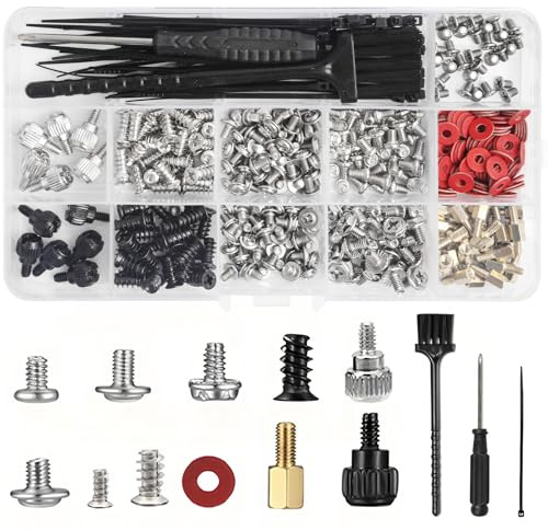 Seconero 422 Pcs Computer Screw Set, PC Motherboard Screws, Standoffs Screws #6-32 M3 M5, PC Screws Set, Laptop Motherboard Standoffs Screws Kit for Hard Drive Fan Power Graphics Chassis SSD CD-ROM