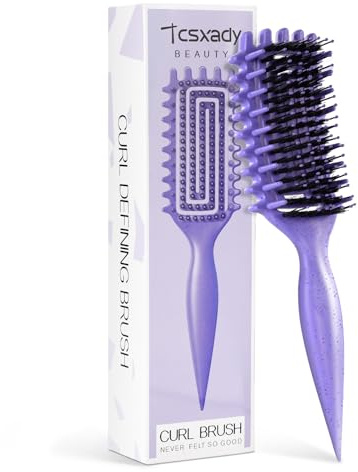Curly Hair Brush,Curl Defining Brush for Effortlessly Defined Curls & Waves,Vented Hair Brush for Wet & Dry Hair,Women and Men,Reduces Frizz (Purple)