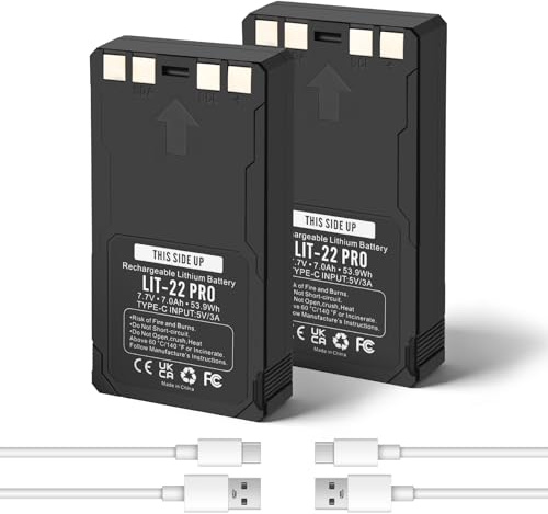 2-pack LIT-22 Pro Ersättningsbatteri för Spypoint Cellular Trail Wildlife Camera (Flex-M, S, G-36, Plus, Dark, S-Dark) Flex Solar System, mobilkamera, batteri med Type-C-kabel