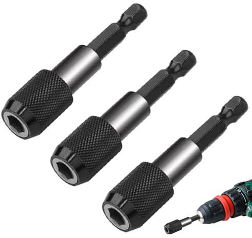 3 Pack Quick Magnetic Screwdriver Bit Holder,1/4” Hex Bit Holder 60mm,Magnetic Bit Holder Adapter Quick Release Bar Socket Screwdriver Bit Holder for Hand-held Drivers