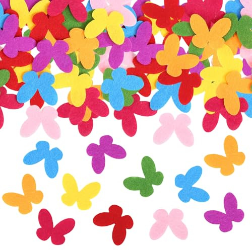 Naler Filz-Schmetterlinge 120 Stoff Bunte Bastelfilz-Deko zum Aufnähen | 120 Bunte Filz Schmetterlinge für Kinkder Bastelmaterial DIY Kostüme und Frühlings-Streudeko Grußkartenzubehör Sammelalbum