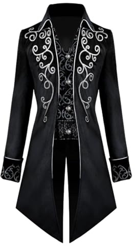 Generisch Abrigo steampunk para hombre – Vintage gótico Frack, chaqueta bordada | Abrigo renacentista para hombre, chaqueta pirata, disfraz steampunk, chaqueta steampunk para Halloween, carnaval