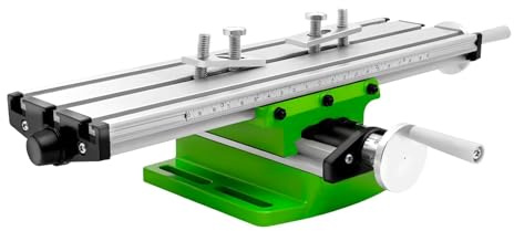 Mesa de fresadora multifunción con soportes para taladro eléctrico y volantes ajustables para ejes X Y, básculas, base resistente para fresado cruzado y mini taladros de mesa