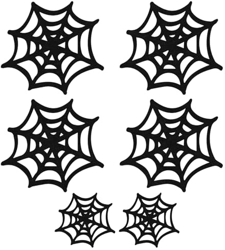 HIXNUG 6pcs Halloween Spider Web Coasters Cobweb Coaster Black Felt Spiderweb Placemats for Gothic Home Decor Lovers and Halloween Decoration