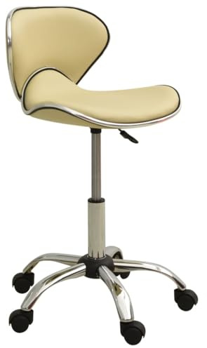 Fangmaliuyun Cremefarbener Kunstleder Drehstuhl mit Gasdruckfeder 46,5x48,5X(69,5-83,5) cm Höhenverstellbar 110 kg Belastbar Modernes Design für Home Office Schlafzimmer Schminktisch