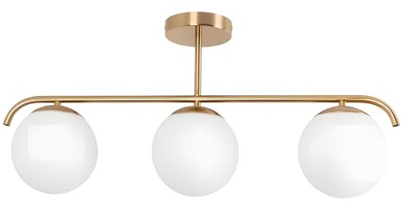 B·LED BARCELONA LED Lampada da soffitto tripla Tali con 3 sfere di vetro opalino, 3xE27, stile minimalista moderno, illuminazione diffusa per soggiorno, sala da pranzo o camera da letto, 70 x 30 x