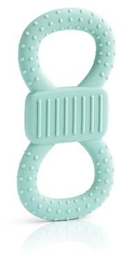 Mimiloo® Beißring für Babys, Silikon Zahnungshilfe mit Noppenstruktur, Türkis, Greifring Lernspielzeug Ab 3 Monaten, BPA-frei (Mint)