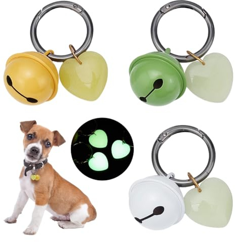 NBEADS 3 Set di Campanelli per Collare per Cani, Campanelli Luminosi Da 6cm per Cani con Fermagli Ad Anello A Molla Lega, Tracciamento per Collari Uso Interno Ed Esterno