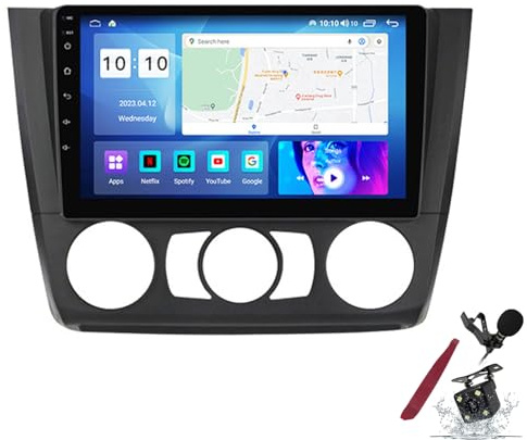 PLKEQS Radio Voiture Android 15 pour B-MW Série 1 (2008-2012) Unité Centrale Stéréo de Remplacement Écran QLED 2K de 9 Pouces Lecteur Multimédia avec Carplay Sat GPS Navi BT 5G WiFi SWC,Y1