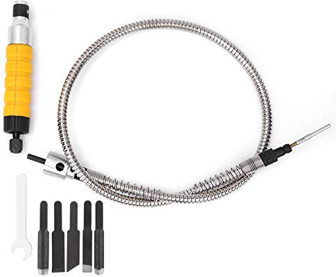 ANKROYU Kit profesional de cincel eléctrico para tallar madera con 5 puntas intercambiables y eje flexible. Herramienta de grabado para trabajar la madera, ideal para aficionados a