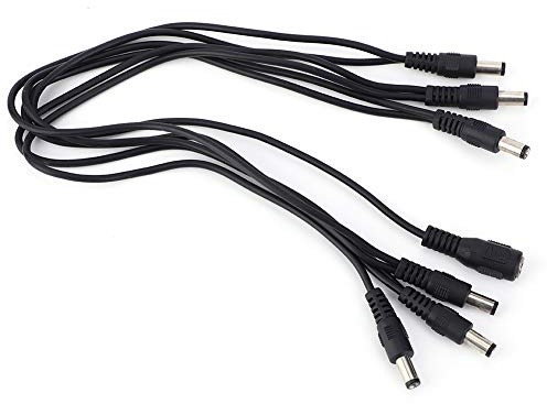 HUSHUI Cavo Adattatore Daisy Chain per Chitarra Elettrica, Durevole Alimentatore Dritto da 1 a 6 per Pedali Effetti per Chitarra Elettrica, Nero, 1 unità