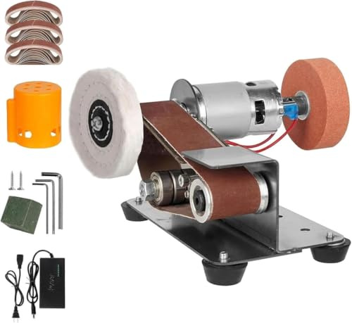Mini Levigatrice A Nastro, Affilacoltelli Elettrico A Bassa Rumorosità, Smerigliatrice Da Banco, Con 7 Velocità Regolabili Per Metallo, Legno, Fai Te, Artigianato