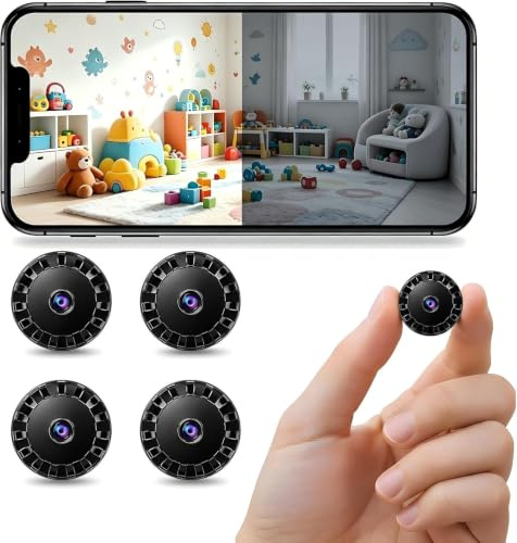 4 PCS Mini Telecamera Spia WiFi 1080P, Videocamera di Sorveglianza con Visione Notturna e Rilevamento Movimento, Telecamera Interno Esterno per Casa e Bambini, Controllo Remoto Tramite App Z/Y