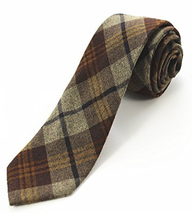 JEMYGINS 2.4 Mens Cotton Skinny Tie Plaid Cashmere Wool Necktie (16)