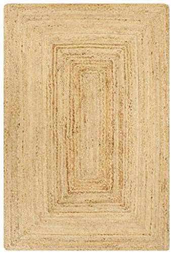 vidaXL Teppich Handgefertigt Kurzflor Wohnzimmerteppich Handwebteppich Juteteppich Läufer Schlafzimmer Flur Jute Geflochten Natur 120x180cm