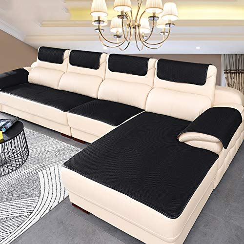 BK&MF Sofa Abdeckung Für Ledercouch, Sofabezug 1/2/3/4 Sitzer Super rutschfeste Sofa Dämpfung Couch überwurf Für Haustiere Separat Erhältlich-schwarz 60x76cm(24x30inch)