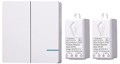 Mengshen Wireless Light Switch and Receiver Kit - No Wiring Required, Easy To Install, Up to 100ft Range, Ideal for Indoor Lamps and LED Bulbs