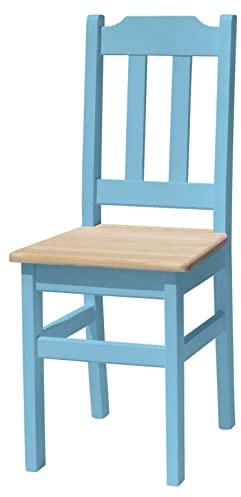 k koma Blau Holzstuhl MASSIV Kiefer Holz -NEU restaurantstuhl hotelstuhl Landhausstil (Unbehandelt)