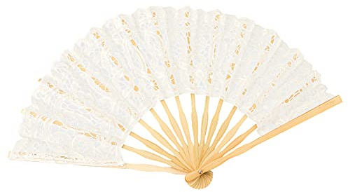 VON LILIENFELD® Éventail Dentelle Femme Accessoire Carmen Ivoire