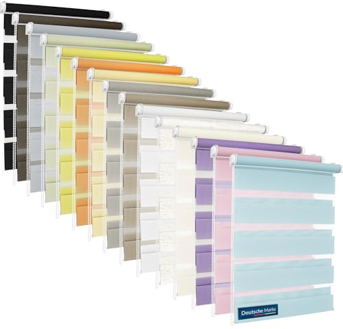 TEXMAXX® Doppelrollo Klemmfix ohne Bohren - 45 x 130cm (Stoffbreite 41 cm) in Blau/Rollos für Fenster ohne Bohren/Fensterrollo innen ohne Bohren/Doppelrollo ohne Bohren inkl. Zubehör