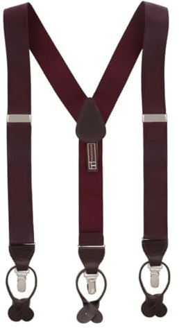 Trafalgar Men's Classic Solid Color Convertible Braces 35mm Elastic