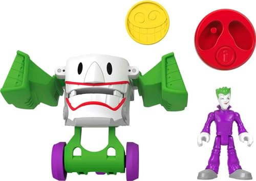 Fisher-Price Imaginext HGX92 - DC Super Friends Head Shifters Joker-Figur und verwandelbares Jokermobil-Fahrzeug für Rollenspiele, Spielzeug für Kinder ab 3 Jahren