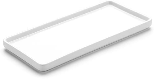 Gurygo 25,4 cm Keramik-Badezimmer-Tablett, rechteckig, Porzellan-Arbeitsplatte, Schmuckaufbewahrung, Badewannen-Organizer, Küchenspüle, Seifentablett, Weiß